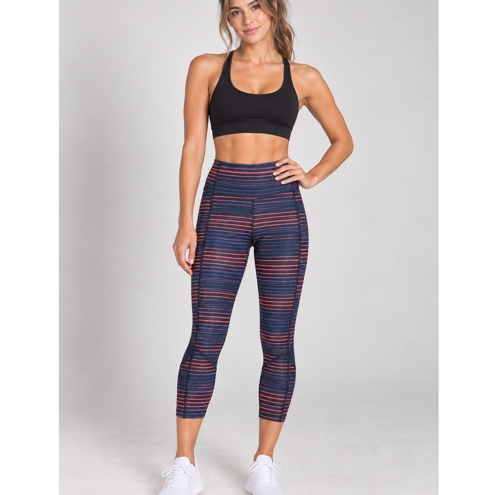 Lululemon Pace Rival Crop 22 Twisted Dune Alarming Black Running Leggings Size 4
